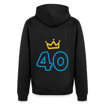 40. Geburtstag Krone - Unisex Premium Bio Zip Hoodie - Schwarz - Hinten - Nico (187cm)