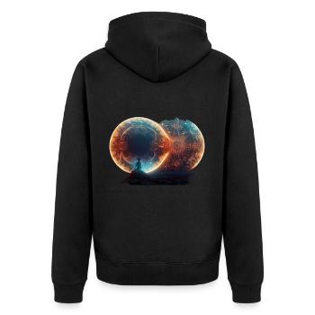 Portal2portal - Unisex Premium Bio Zip Hoodie - Schwarz - Hinten - Nico (187cm)