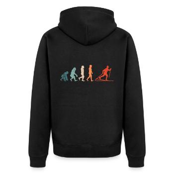 EVOLUTION cross-country skiing skier retro vintage - Unisex Premium Organic Zip Hoodie - black - Back - Nico (187cm)
