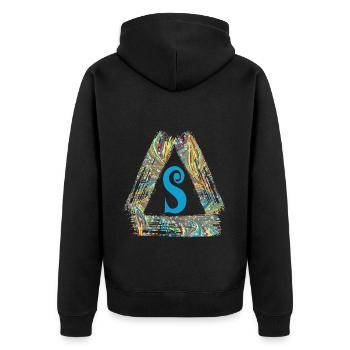 e 201 s - Unisex Premium Bio Zip Hoodie - Schwarz - Hinten - Nico (187cm)