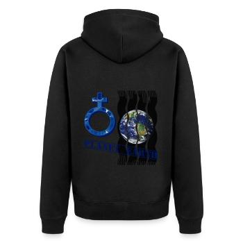 Planet Earth E 12 - Unisex Premium Organic Zip Hoodie - black - Back - Nico (187cm)