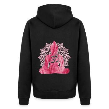 om mit buddha e 229 - Unisex Premium Bio Zip Hoodie - Schwarz - Hinten - Nico (187cm)