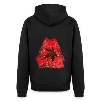 Autumn Leaf E 245 - Unisex Premium Organic Zip Hoodie - black - Back - Nico (187cm)