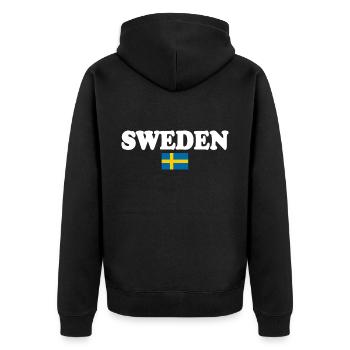 Sweden - Unisex Premium Organic Zip Hoodie - black - Back - Nico (187cm)