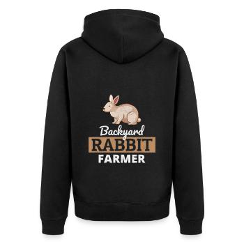 Backyard Rabbit Farmer Animal Farming Farm Funny - Unisex Premium Organic Zip Hoodie - black - Back - Nico (187cm)