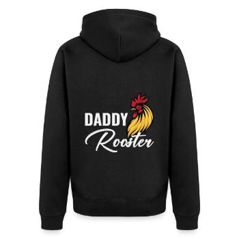 Papa Hahn Huhn Papa Bauer Vatertag - Unisex Premium Bio Zip Hoodie - Schwarz - Hinten - Nico (187cm)