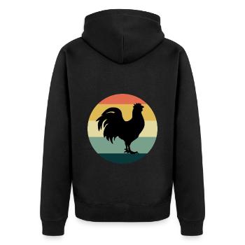 Hühnerliebhaber Geflügelzüchter Farming Vintage Retro - Unisex Premium Bio Zip Hoodie - Schwarz - Hinten - Nico (187cm)
