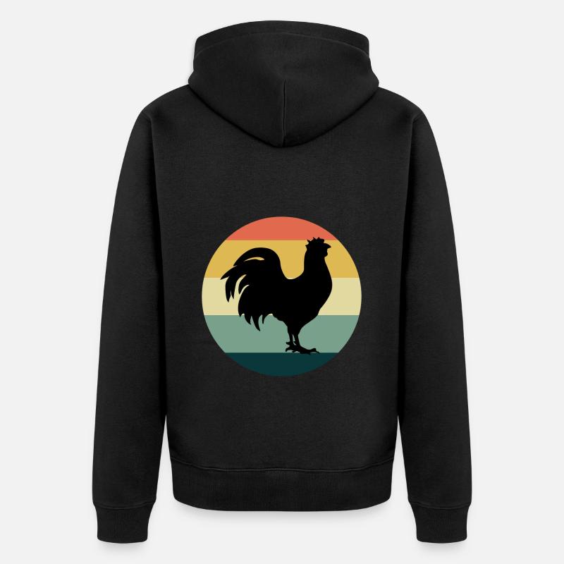 Amateur de poulet Aviateur Élevage Vintage Rétro - Veste à capuche bio Premium Unisexe - noir