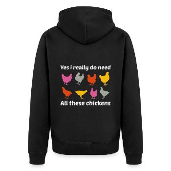 Chicken Lover Poultry Farmer Farming Farm Funny - Unisex Premium Organic Zip Hoodie - black - Back - Nico (187cm)