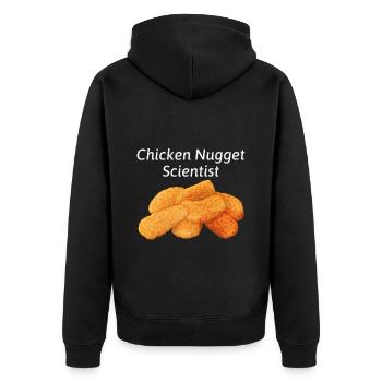 Chicken Nuggets Fast Food Lustiger Spruch - Unisex Premium Bio Zip Hoodie - Schwarz - Hinten - Nico (187cm)