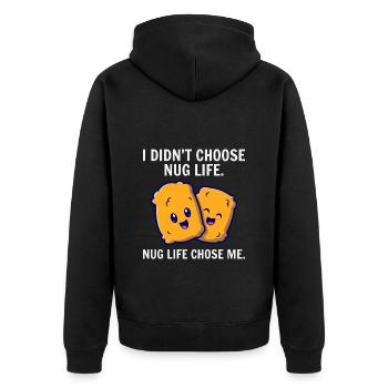 Chicken Nuggets Fast Food Lustiger Spruch - Unisex Premium Bio Zip Hoodie - Schwarz - Hinten - Nico (187cm)