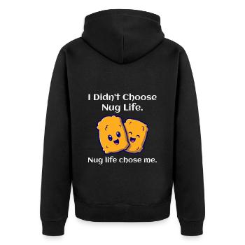 Chicken Nuggets Fast Food Lustiger Spruch - Unisex Premium Bio Zip Hoodie - Schwarz - Hinten - Nico (187cm)