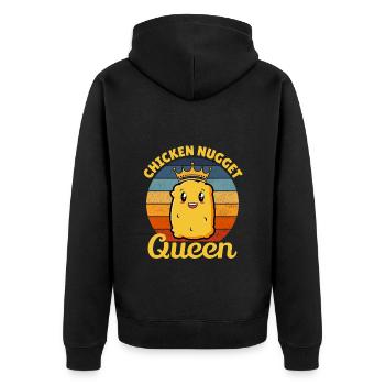 Chicken Nugget Queen Birthday Fast Food Funny - Unisex Premium Organic Zip Hoodie - black - Back - Nico (187cm)