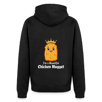 Chicken Nuggets Fast Food Lustiger Spruch - Unisex Premium Bio Zip Hoodie - Schwarz - Hinten - Nico (187cm)