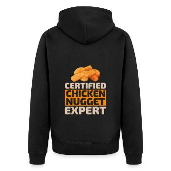 Chicken Nuggets Fast Food Lustiger Spruch - Unisex Premium Bio Zip Hoodie - Schwarz - Hinten - Nico (187cm)