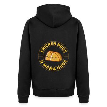 Chicken Nugs und Mama umarmen Fast Food lustiger Spruch - Unisex Premium Bio Zip Hoodie - Schwarz - Hinten - Nico (187cm)