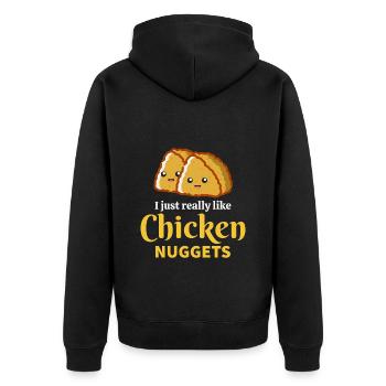 Chicken Nugget Fast Food Dicton drôle - Veste à capuche bio Premium Unisexe - noir - Dos - Nico (187cm)