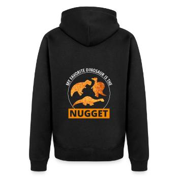 Huhn Nugget Fast Food Dinosaurier Dino Tier - Unisex Premium Bio Zip Hoodie - Schwarz - Hinten - Nico (187cm)