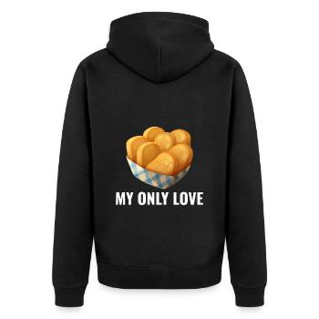 Nuggets de poulet Fast Food Dicton drôle - Veste à capuche bio Premium Unisexe - noir - Dos - Nico (187cm)