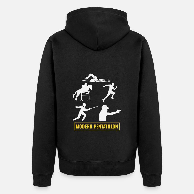 Pentathlon moderne - Escrime Natation Équitation - Veste à capuche bio Premium Unisexe - noir