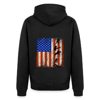 4 juillet Drapeau américain Pentathlon moderne - Veste à capuche bio Premium Unisexe - noir - Dos - Nico (187cm)