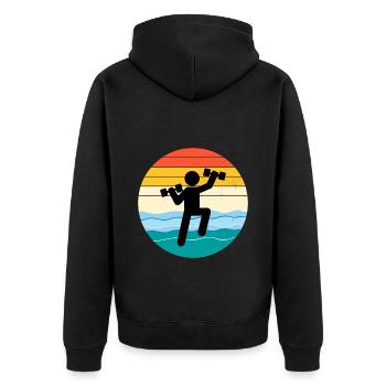 Water Aqua aerobics Aquatic fitness Vintage Retro - Unisex Premium Organic Zip Hoodie - black - Back - Nico (187cm)