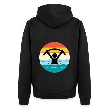 Wasser Aqua Aerobic Aquatic Fitness Vintage Retro - Unisex Premium Bio Zip Hoodie - Schwarz - Hinten - Nico (187cm)