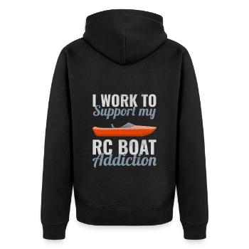 Rc Boat Racing Electric Powerboat Speedboat Race - Unisex Premium Organic Zip Hoodie - black - Back - Nico (187cm)