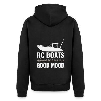 Rc Boat Racing Powerboat Speedboat Offshore Race - Unisex Premium Organic Zip Hoodie - black - Back - Nico (187cm)