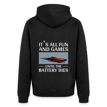 Rc Boat Racing Powerboat Speedboat Offshore Race - Unisex Premium Organic Zip Hoodie - black - Back - Nico (187cm)