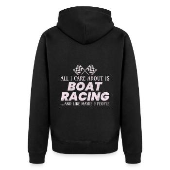 Boat Racing Powerboat Speedboat Offshore Race - Unisex Premium Organic Zip Hoodie - black - Back - Nico (187cm)