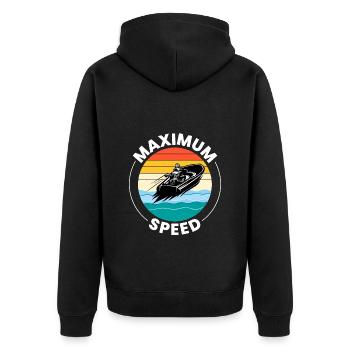 Wasserflugzeug Boot Rennen Motorboot Schnellboot Rennen - Unisex Premium Bio Zip Hoodie - Schwarz - Hinten - Nico (187cm)