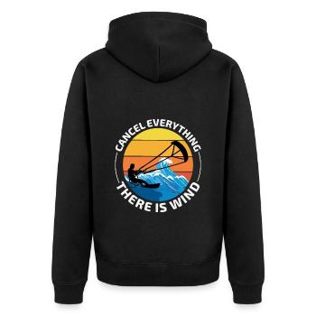 Kitesurfen Kiteboarding Kiteboarder Kitesurf - Unisex Premium Bio Zip Hoodie - Schwarz - Hinten - Nico (187cm)