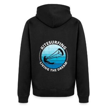 Kitesurfen Kitesurfen Kiteboarding Kiteboarder - Unisex Premium Bio Zip Hoodie - Schwarz - Hinten - Nico (187cm)