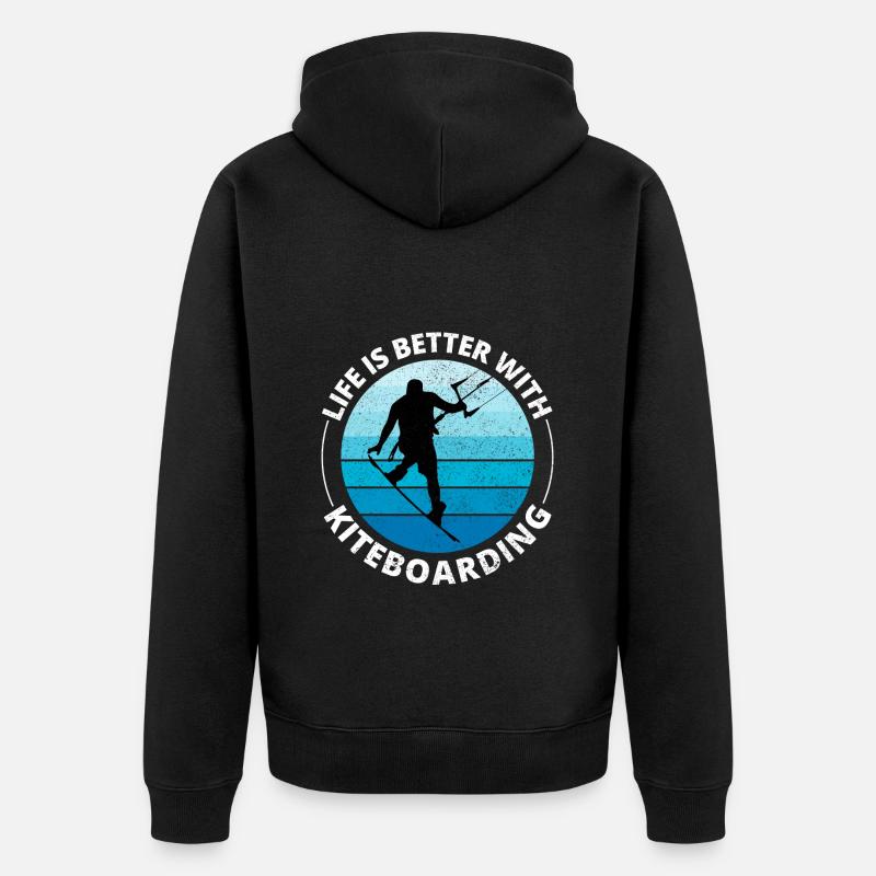 Kitesurfing Kitesurf Kiteboarding Kiteboarder - Veste à capuche bio Premium Unisexe - noir