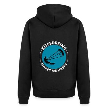 Kitesurfen Kitesurfen Kiteboarding Kiteboarder - Unisex Premium Bio Zip Hoodie - Schwarz - Hinten - Nico (187cm)