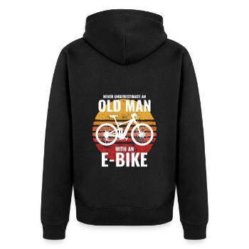 E-Bike Electric Bicycle Bike Cycling Dad Grandpa - Unisex Premium Organic Zip Hoodie - black - Back - Nico (187cm)