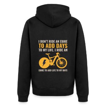 E-Bike Elektrofahrrad Fahrrad Radfahren Biker Mtb - Unisex Premium Bio Zip Hoodie - Schwarz - Hinten - Nico (187cm)