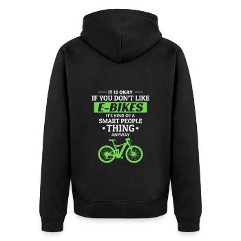E-Bike Elektrofahrrad Fahrrad Radfahren Biker Mtb - Unisex Premium Bio Zip Hoodie - Schwarz - Hinten - Nico (187cm)