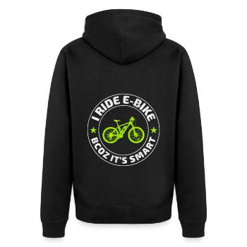 E-Bike Elektro-Fahrrad E-Radfahrer Fahrradfahrer - Unisex Premium Bio Zip Hoodie - Schwarz - Hinten - Nico (187cm)