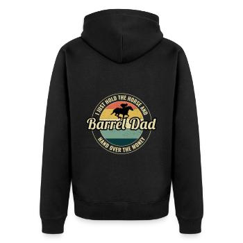 Barrel Racer Racing Horse Riding Papa Vatertag - Unisex Premium Bio Zip Hoodie - Schwarz - Hinten - Nico (187cm)