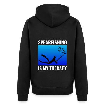 Speerfischen Speerfischen Speerfischer Fischen - Unisex Premium Bio Zip Hoodie - Schwarz - Hinten - Nico (187cm)