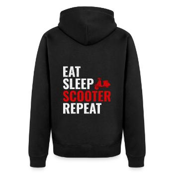 Roller Fahrer Scootering Motorrad Moped Lustig - Unisex Premium Bio Zip Hoodie - Schwarz - Hinten - Nico (187cm)