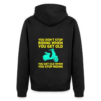 Scooter Rider Scootering Motorcycle Racer Ride - Unisex Premium Organic Zip Hoodie - black - Back - Nico (187cm)