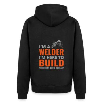 Weld Welding Welder Metal Construction Ironworker - Unisex Premium Organic Zip Hoodie - black - Back - Nico (187cm)