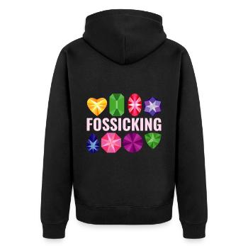 Geologie des Gesteinssammelns Steinhund Fossicking - Unisex Premium Bio Zip Hoodie - Schwarz - Hinten - Nico (187cm)