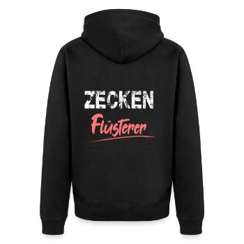 Zecken Flüsterer für den Tierarzt oder - Unisex Premium Bio Zip Hoodie - Schwarz - Hinten - Nico (187cm)