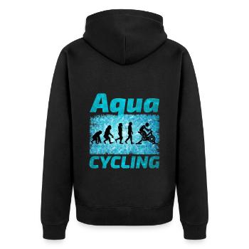 Aqua Cycling Schwimmbad Fitness Evolution - Unisex Premium Bio Zip Hoodie - Schwarz - Hinten - Nico (187cm)