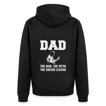 Bassgitarre Papa Musik Musiker Bassist Vatertag - Unisex Premium Bio Zip Hoodie - Schwarz - Hinten - Nico (187cm)