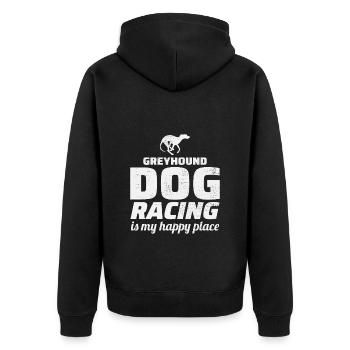 Greyhound Racing Dog Pet Race Animal Racer - Unisex Premium Organic Zip Hoodie - black - Back - Nico (187cm)